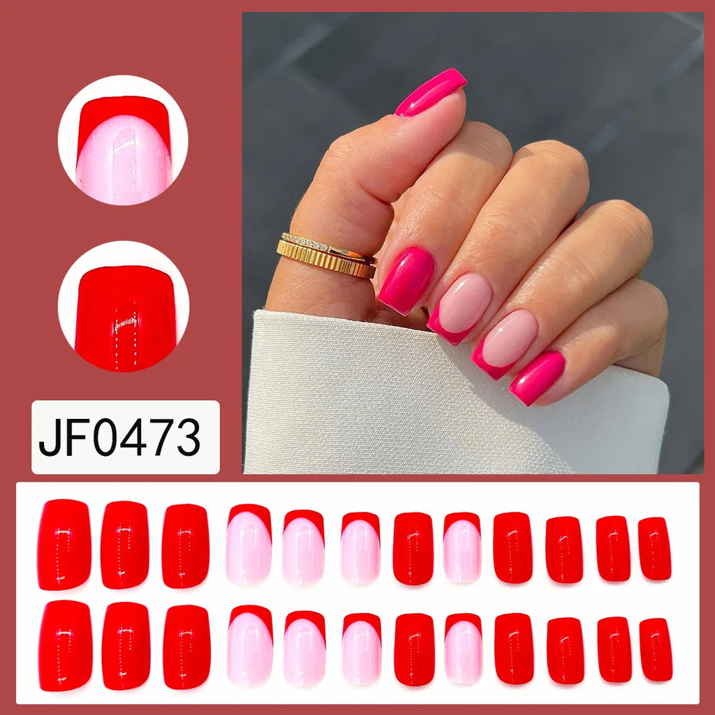 24Pcs/Set Love Ballerina Press on Nails Sets Free False Nails Adhesive Full Cover Artificial Art Fake Nail Professional Material