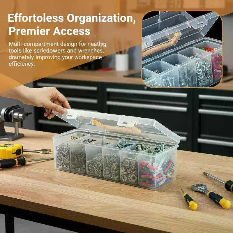 Hardware Tool Storage Box, Multi-Compartment Transparent Tool Organizer, Screw And Accessory Sorting Box, Household Screw, Wrenc