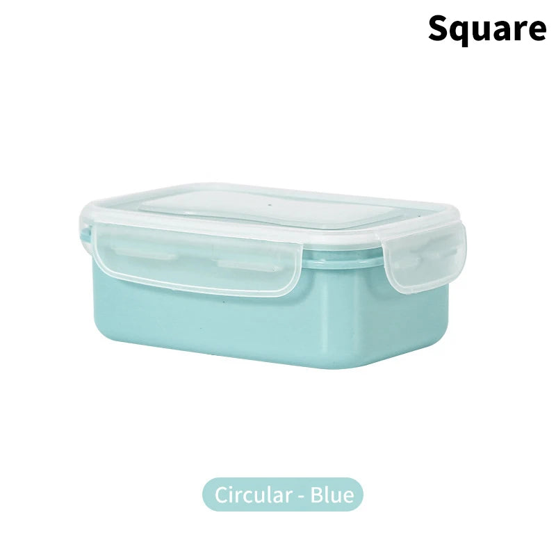 Mini Refrigerator Crisper Small Lunch Box Plastic Airtight Jar Storage Box Round Kitchen Insulated Lunch Box Organizer Snack Box