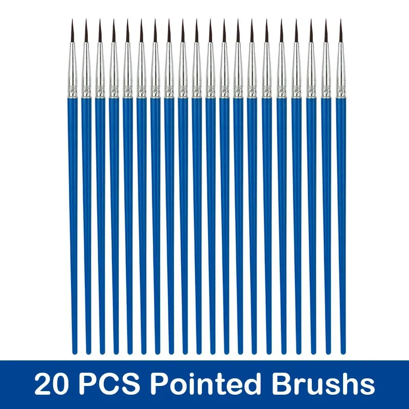10/20/50Pcs Painting Brushes Set Art Round Flat Hair Nylon Hair Paint Brush Pen for Oil Acrylic Watercolor School Art Supplies
