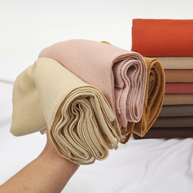 New Crinkle Rayon Hijab For Women Muslim Scarf Long Shawls Solid Islamic Turban Headband Heascarf Wraps Ramandan Headband