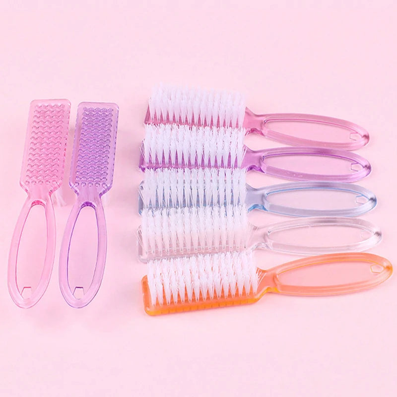 2pcs Nail Brush Cleaning Remove Dust Powder Plastic Cleaner for Acrylic UV Gel Nails Art Manicure Nail Care Accessories