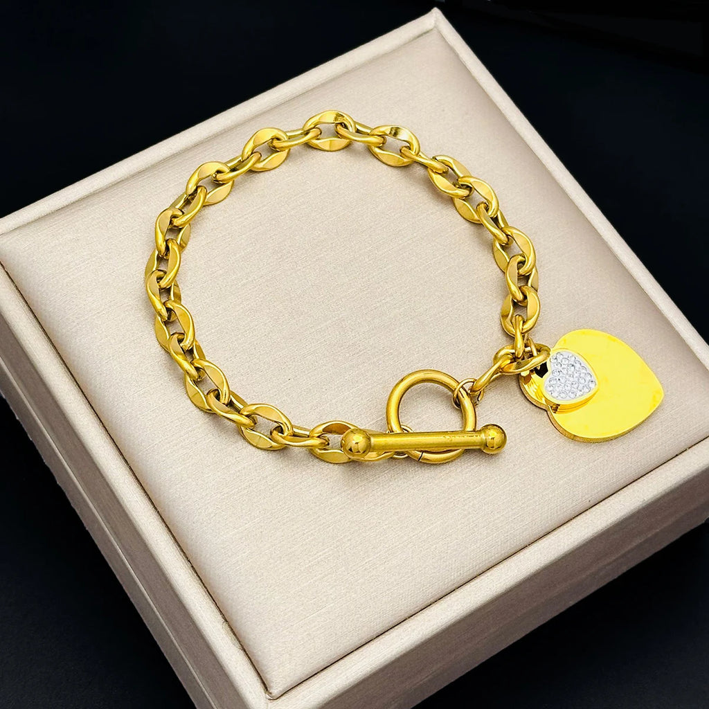 Fashionable Niche Design Love Jewelry Versatile Bracelet Versatile Temperament Peach Heart Ot Buckle New Style Bracelet