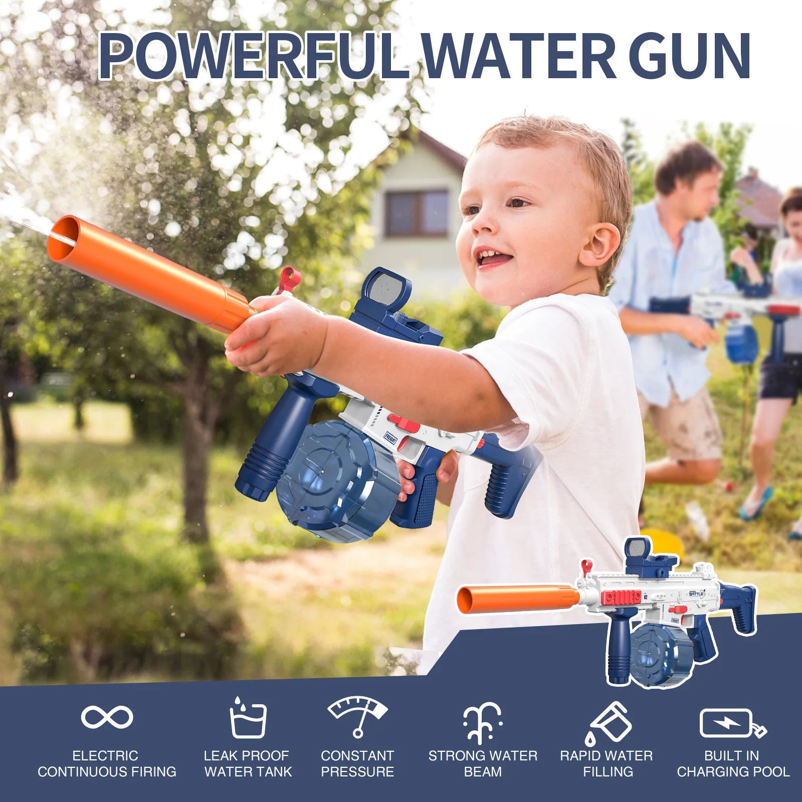 Water Gun Electric Toy High Pressure Full Auto Pool Games Beach Pistol Shooting toy Summer Outdoor Adults Boys Girls Water gun