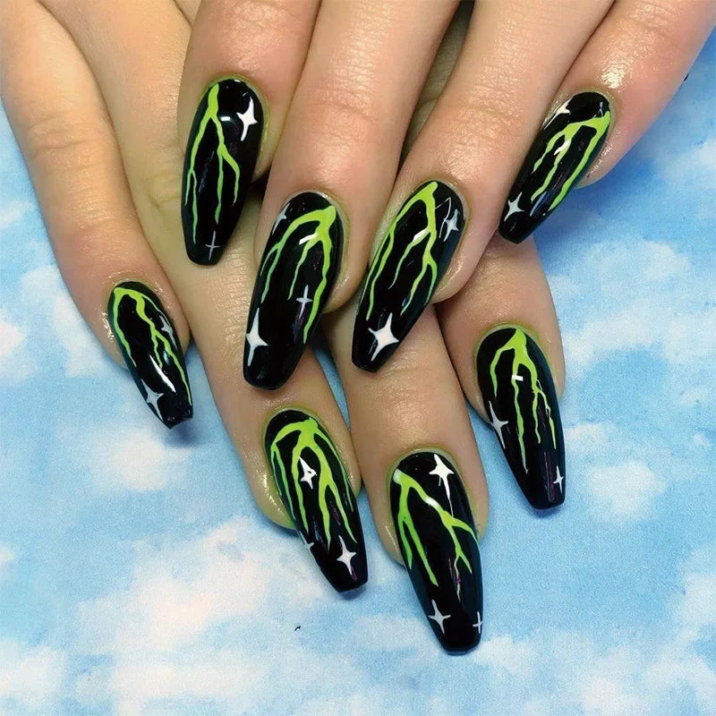 24Pcs/Set Love Ballerina Press on Nails Sets Free False Nails Adhesive Full Cover Artificial Art Fake Nail Professional Material