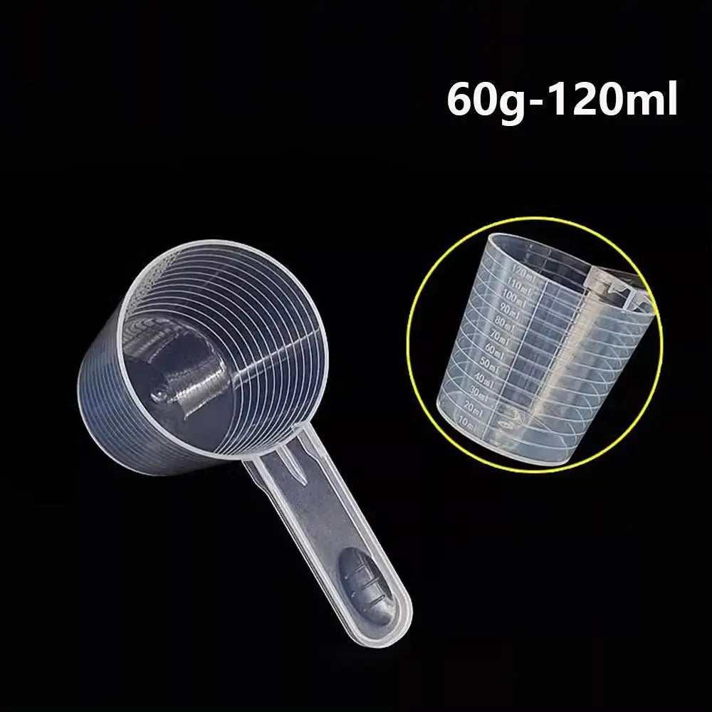 5pcs/set Transparent Plastic Spoon Measuring Flat-bottomed Spoon with Scale Useful Kitchen Baking Measuring Spoon