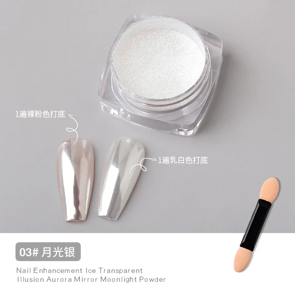 Pearl White Nails Glitter Aurora - Hailey Bieber Nails Moonlight Powders Fritillary Shell Mirror Pigment Nail Decoration