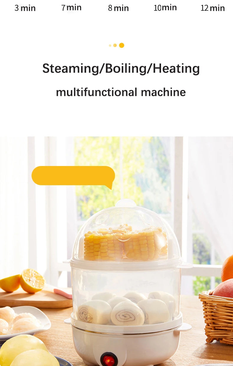Multifunction Electric Egg Cooker Double Layers Egg Boiler Corn Milk Rapid Breakfast Cooking Egg Steamer Appliances Kitchen