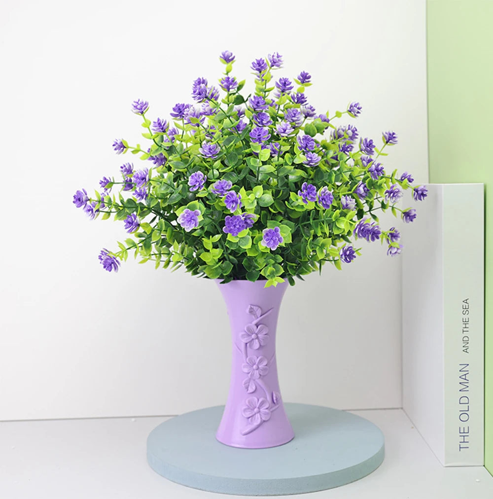 1 Bundle Artificial Flowers Outdoor UV Resistant Shrubs Plants Fake Flower Greenery for Office Kitchen Wedding Garden Decor