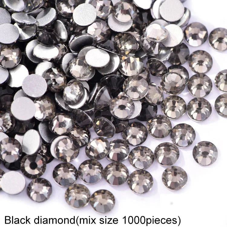 1440Pcs/Pack Flatback 3D Glass Swarovsky DIY Nails Rhinestones Art Decoration Shiny Crystal Stones Gems Manicure