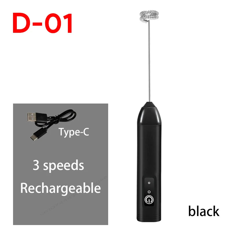 UPGRADED Electric Coffee Frother/MILK Whisk+Egg Beater MINI Food Blender USB Rechargeable Handheld Three Speeds Espresso Tools