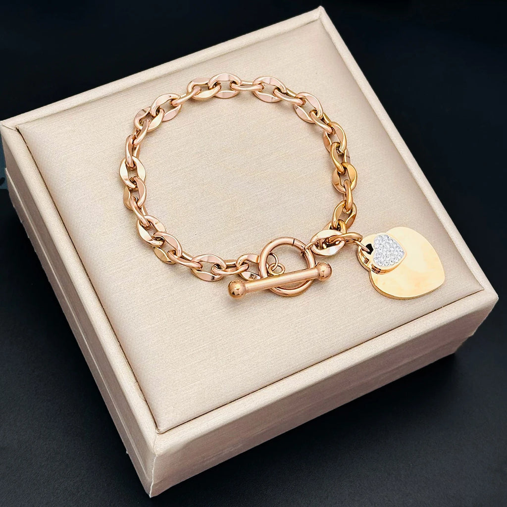 Fashionable Niche Design Love Jewelry Versatile Bracelet Versatile Temperament Peach Heart Ot Buckle New Style Bracelet