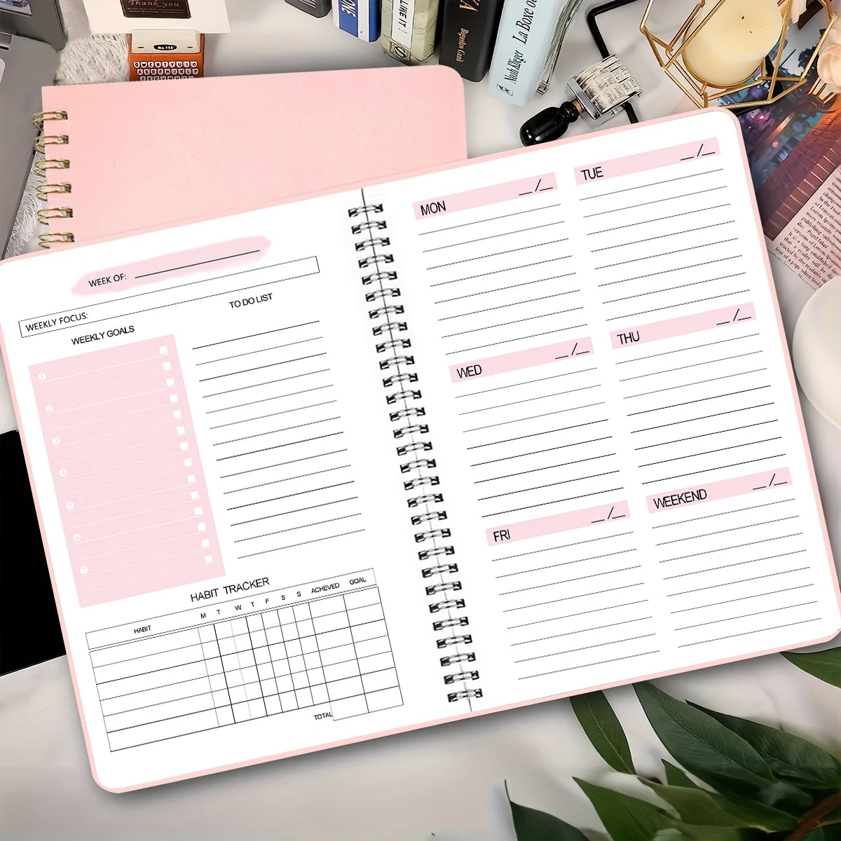 52 Weeks Weekly Planner Notebook A5 Undated Spiral Agenda Daily Student Schedules Journal Stationery Office School Supplies