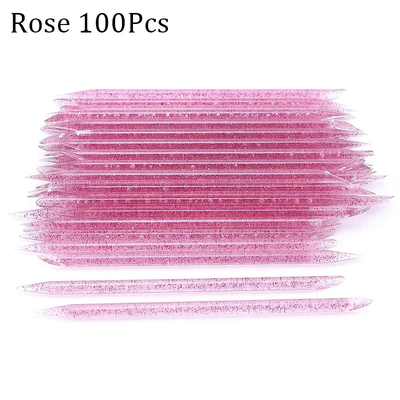 50/100 Pcs Reusable Double-Ended Cuticle Tool - Crystal Nail Art Pusher for Manicure & Pedicure