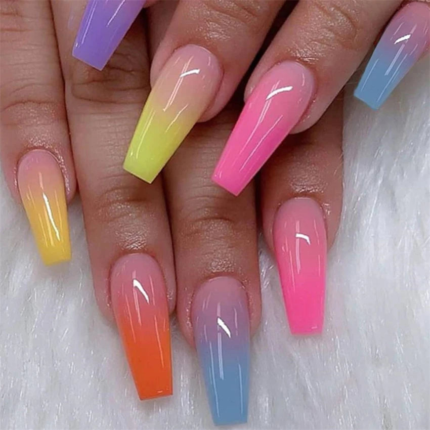 24Pcs/Set Love Ballerina Press on Nails Sets Free False Nails Adhesive Full Cover Artificial Art Fake Nail Professional Material