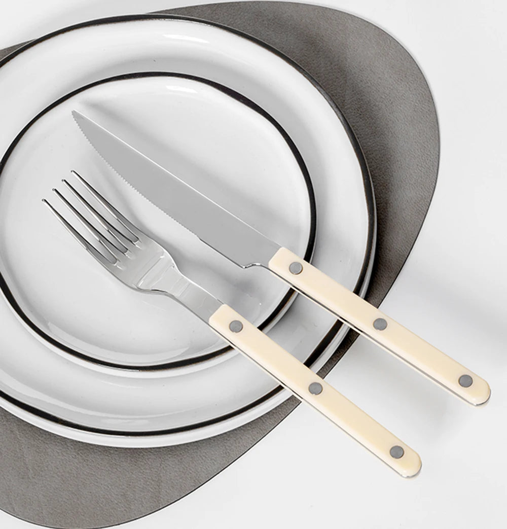 Fashionable Design Top Mirror Polishing Cutlery Sets Stainless Steel 18/8(304) ABS Handle With Rivets Silverware Set For Kitchen