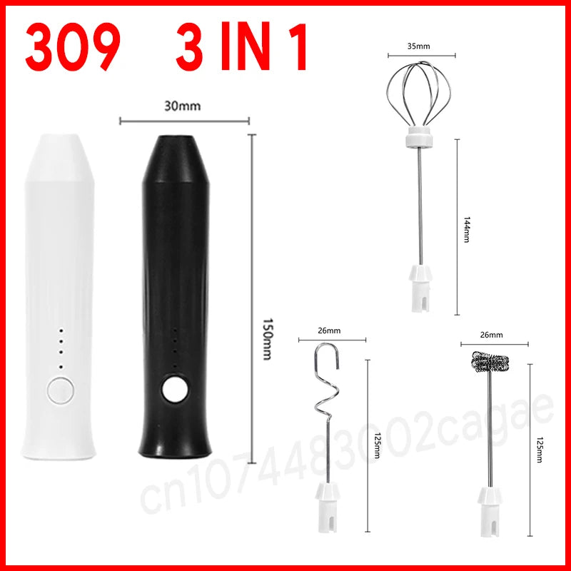 MINI Coffee Frother USB Rechargeable 3 Speeds Foam Maker Coffee Milk Mixer Electric Handle Blender Egg Beater Hot Cooking Tools
