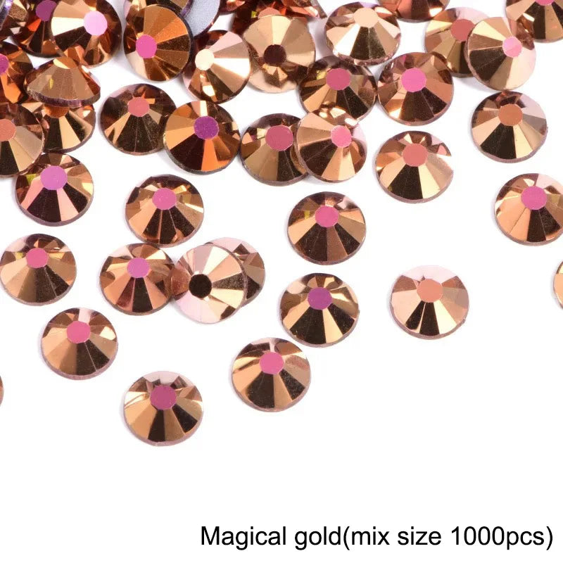 1440Pcs/Pack Flatback 3D Glass Swarovsky DIY Nails Rhinestones Art Decoration Shiny Crystal Stones Gems Manicure