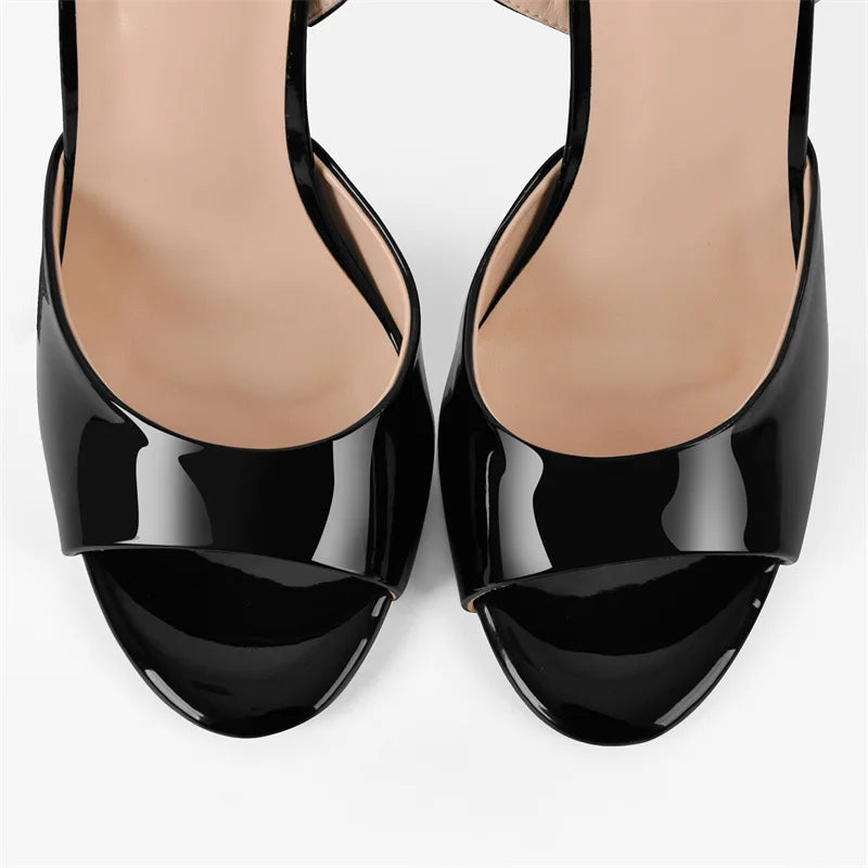 Onlymaker Women  Peep Toe 12CM Thin High Heels Pumps Sandals Ladies Buckle Strap Open Toe Big Size Summer Stiletto Sandals