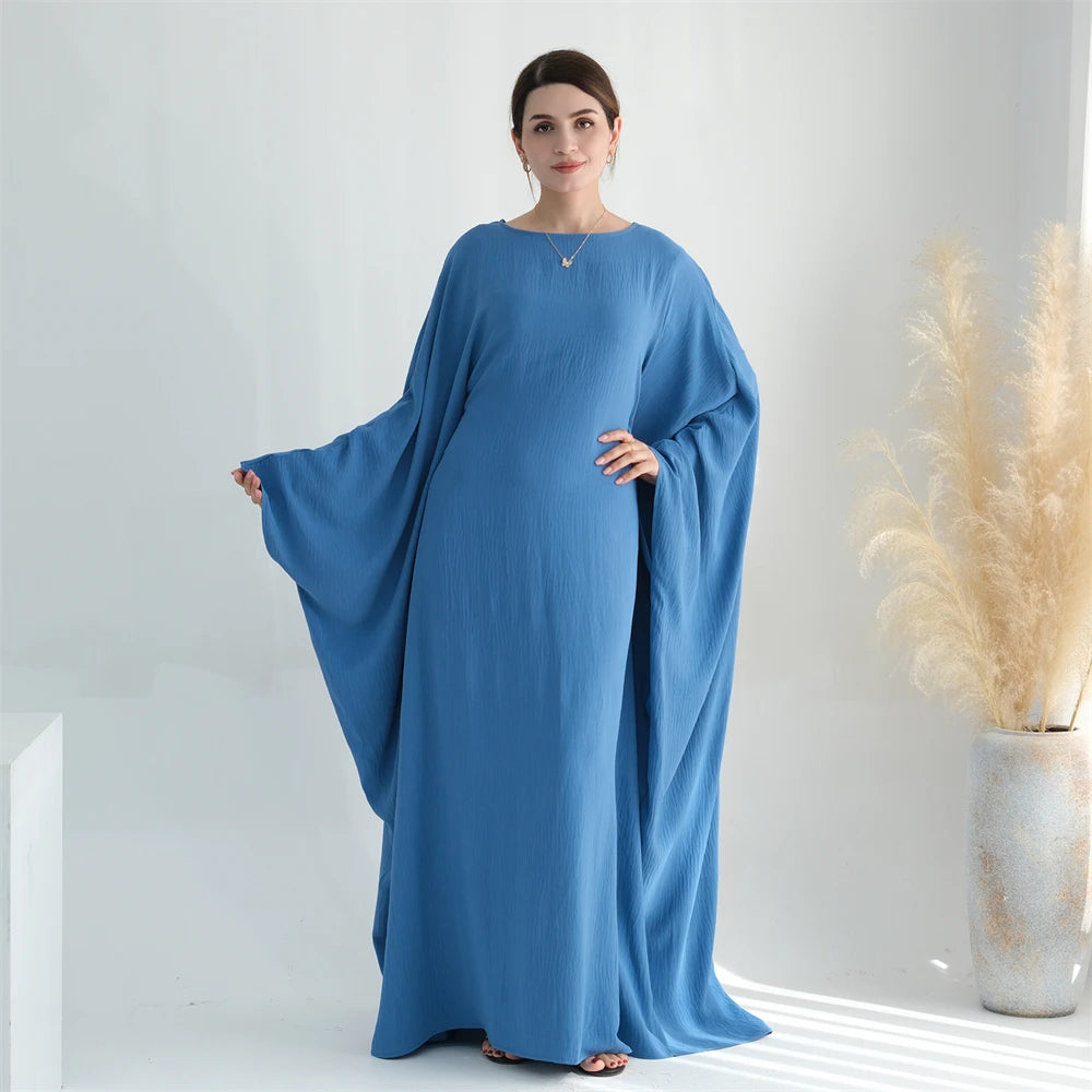 Ramadan Eid Soft Crepe Khimar Batwing Abaya Dubai Islam Muslim Modest African Dresses For Women Kaftan Kebaya Robe Femme Musulma