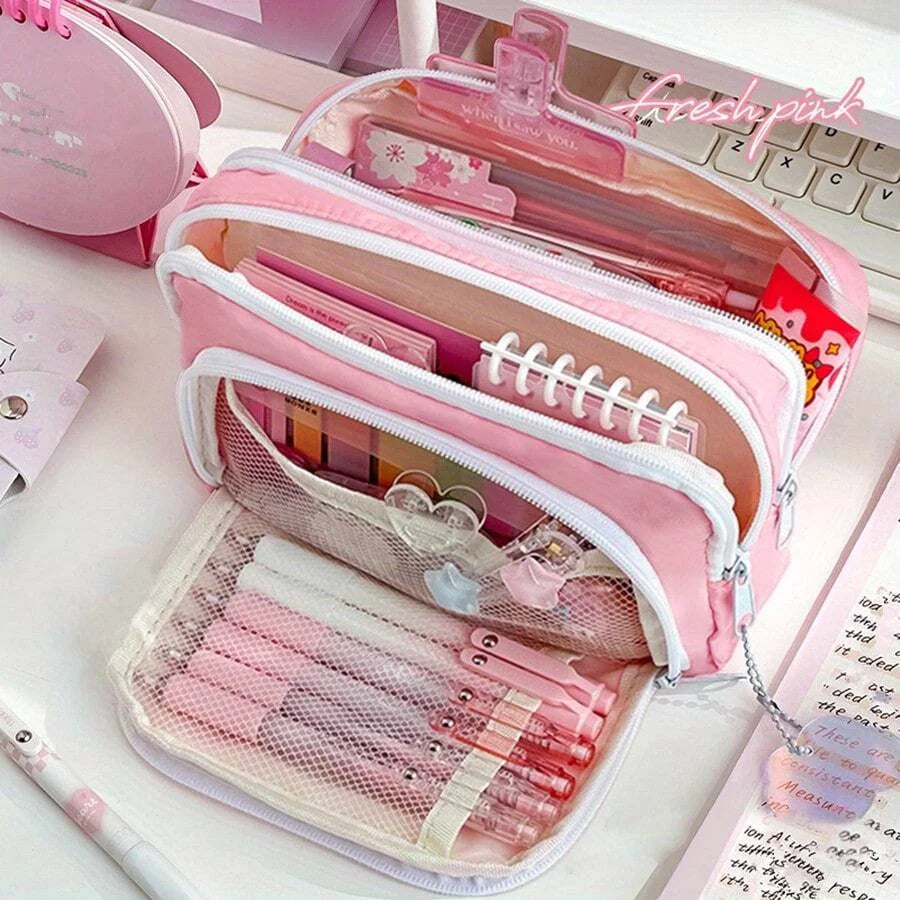 Cute Multi Layer Pencil Case Pouch, Large Capacity Pen Case Bag,Durable Stationery Storage Bag For Students, School&Office