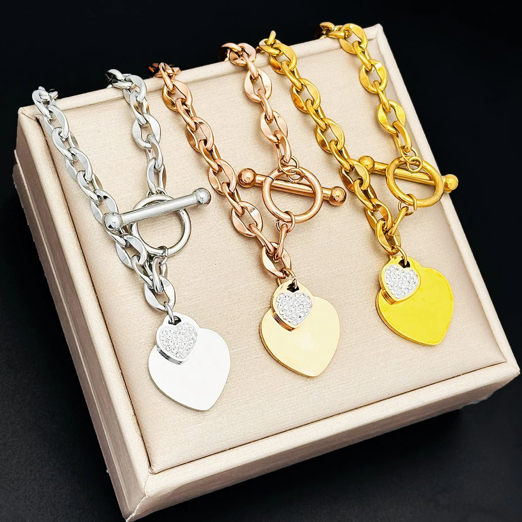 Fashionable Niche Design Love Jewelry Versatile Bracelet Versatile Temperament Peach Heart Ot Buckle New Style Bracelet