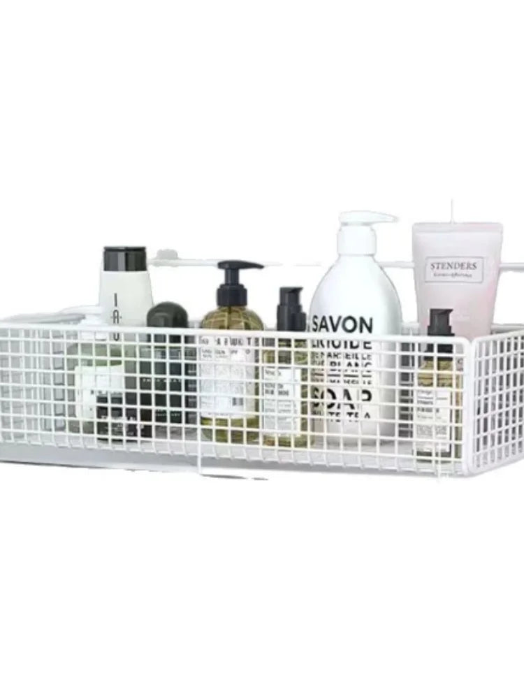 No‑Drill Wall‑Mount Bathroom Storage Shelf Waterproof Durable Multifunctional Toiletries Organizer Rack for Household Use