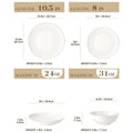 MALACASA 16/32-PCS Nordic European Golden Rim White Bone China Tableware Set with Bowl,Dinner&Dessert&Soup Plate Set for 4