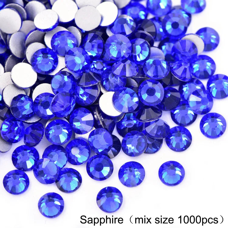 1440Pcs/Pack Flatback 3D Glass Swarovsky DIY Nails Rhinestones Art Decoration Shiny Crystal Stones Gems Manicure