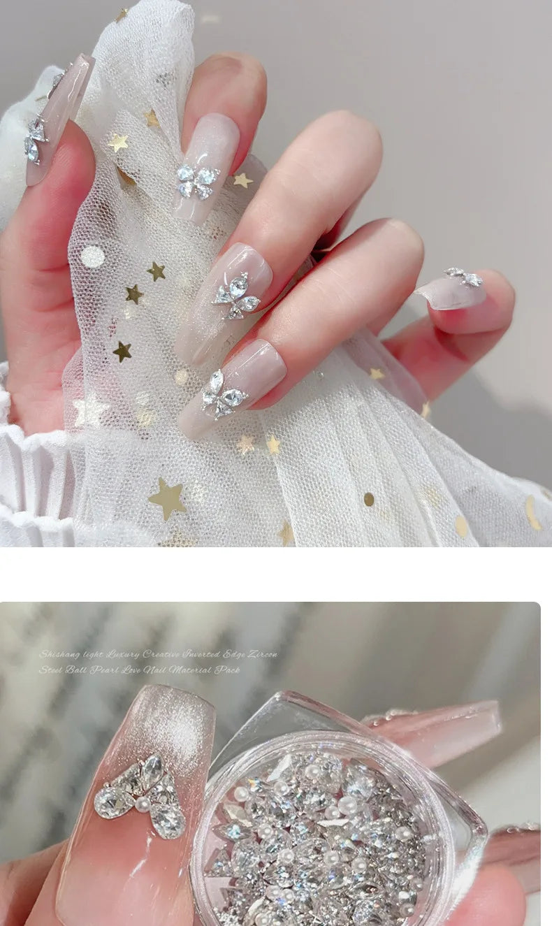 50PCS 3D Mini Zircon Nail Art Rhinestone Crystal Diamond Accessories For Glitter Manicure Nails Decoration Supplies Material