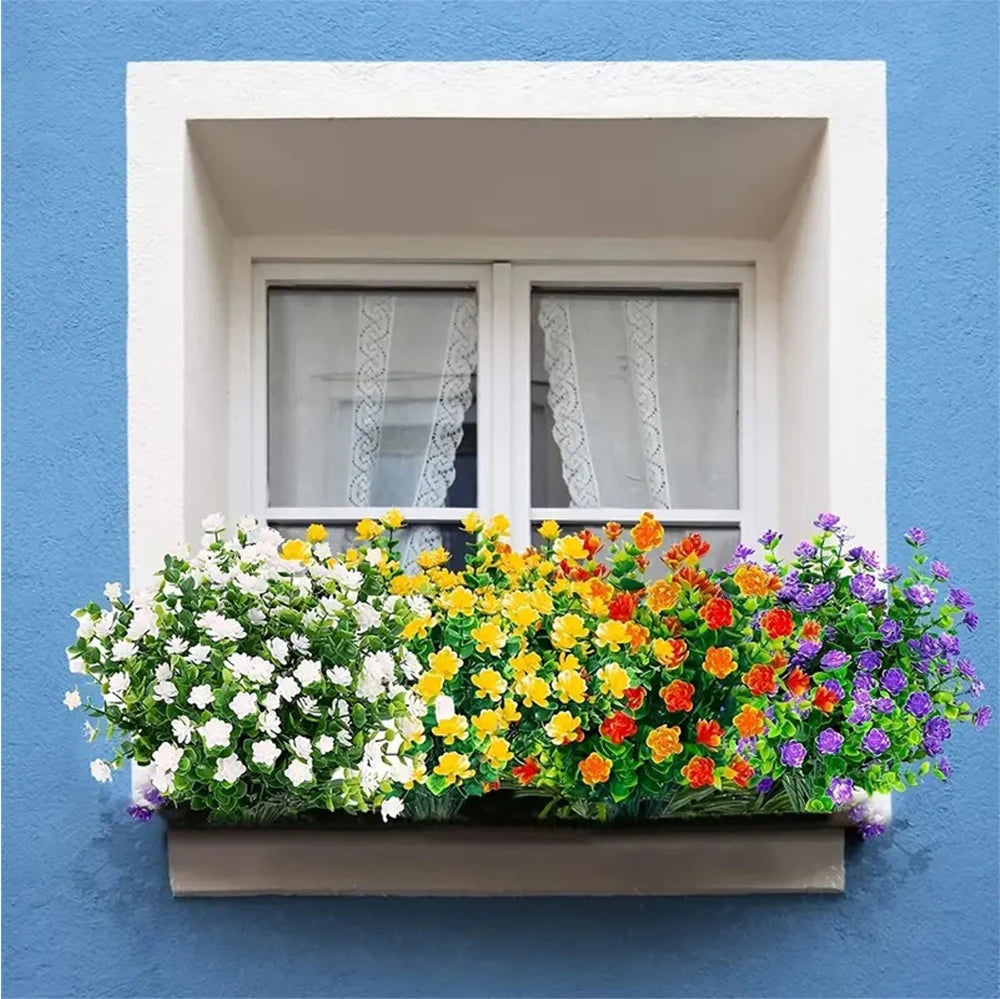 1 Bundle Artificial Flowers Outdoor UV Resistant Shrubs Plants Fake Flower Greenery for Office Kitchen Wedding Garden Decor