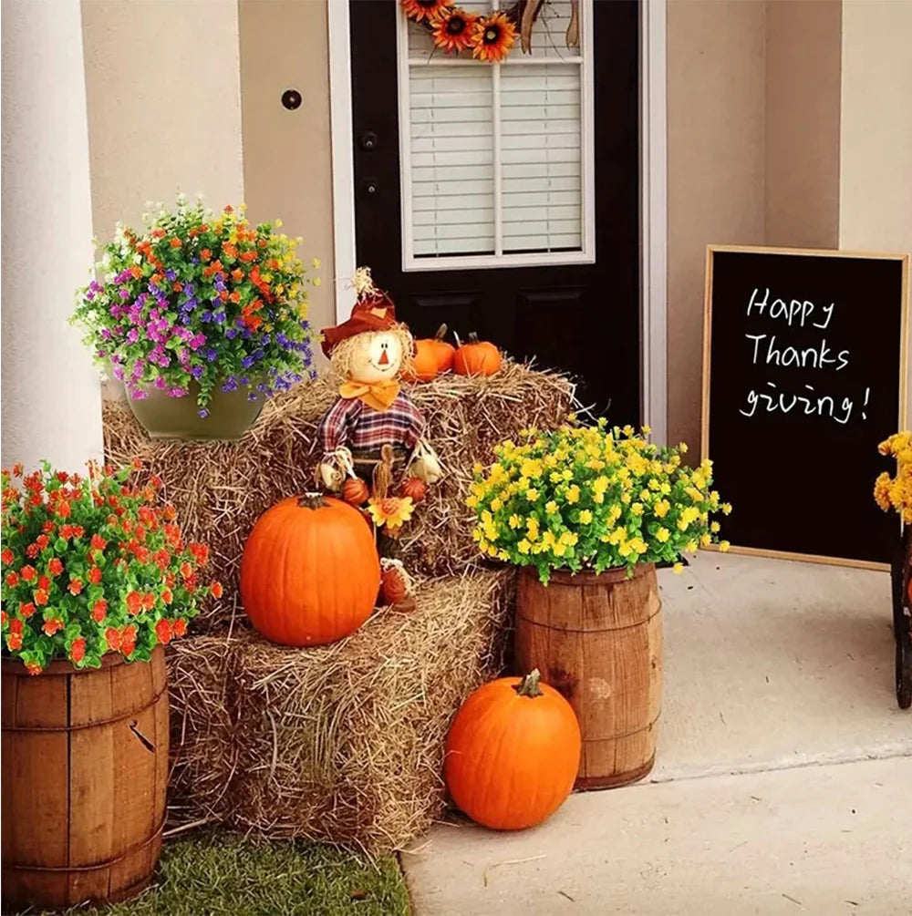 1 Bundle Artificial Flowers Outdoor UV Resistant Shrubs Plants Fake Flower Greenery for Office Kitchen Wedding Garden Decor