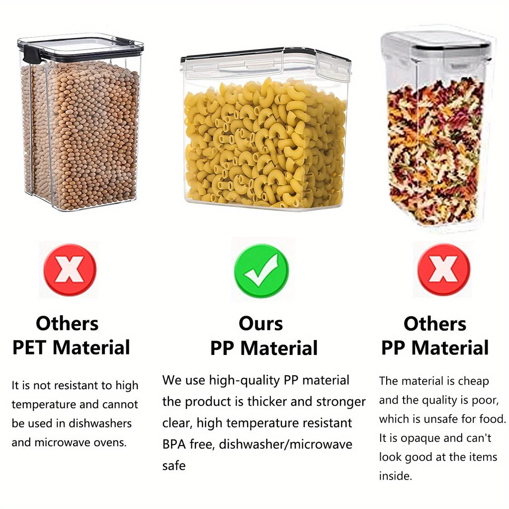 6Pcs Airtight Food Storage Containers Kitchen Pantry Storage Containers For Sugar, Flour And Baking Supplies Kitchen Accessories