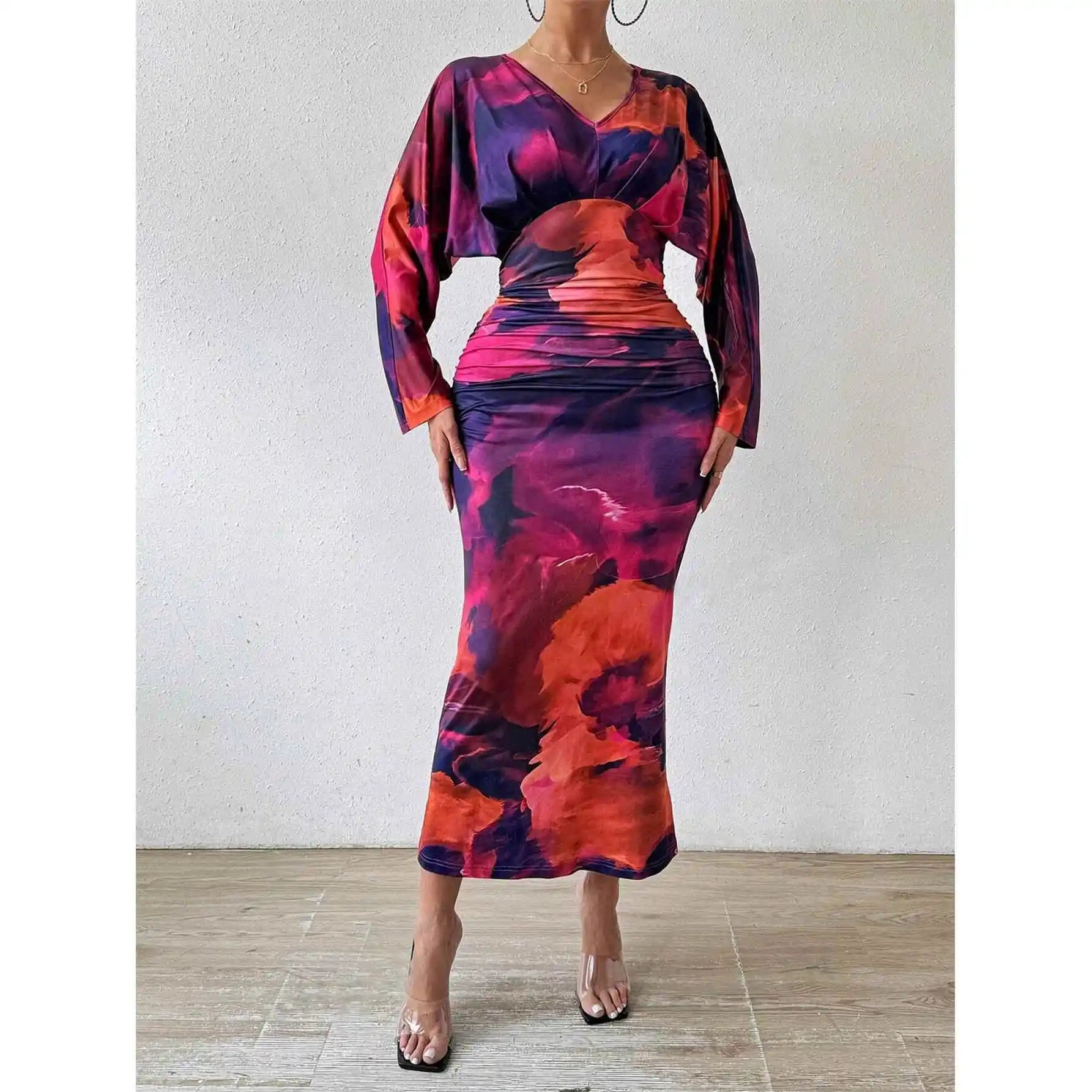 Women's Long Sleeve Dress European Style Batwing Sleeve Other Fabric Ladies Fashion Citywalk Dress Winter Collection