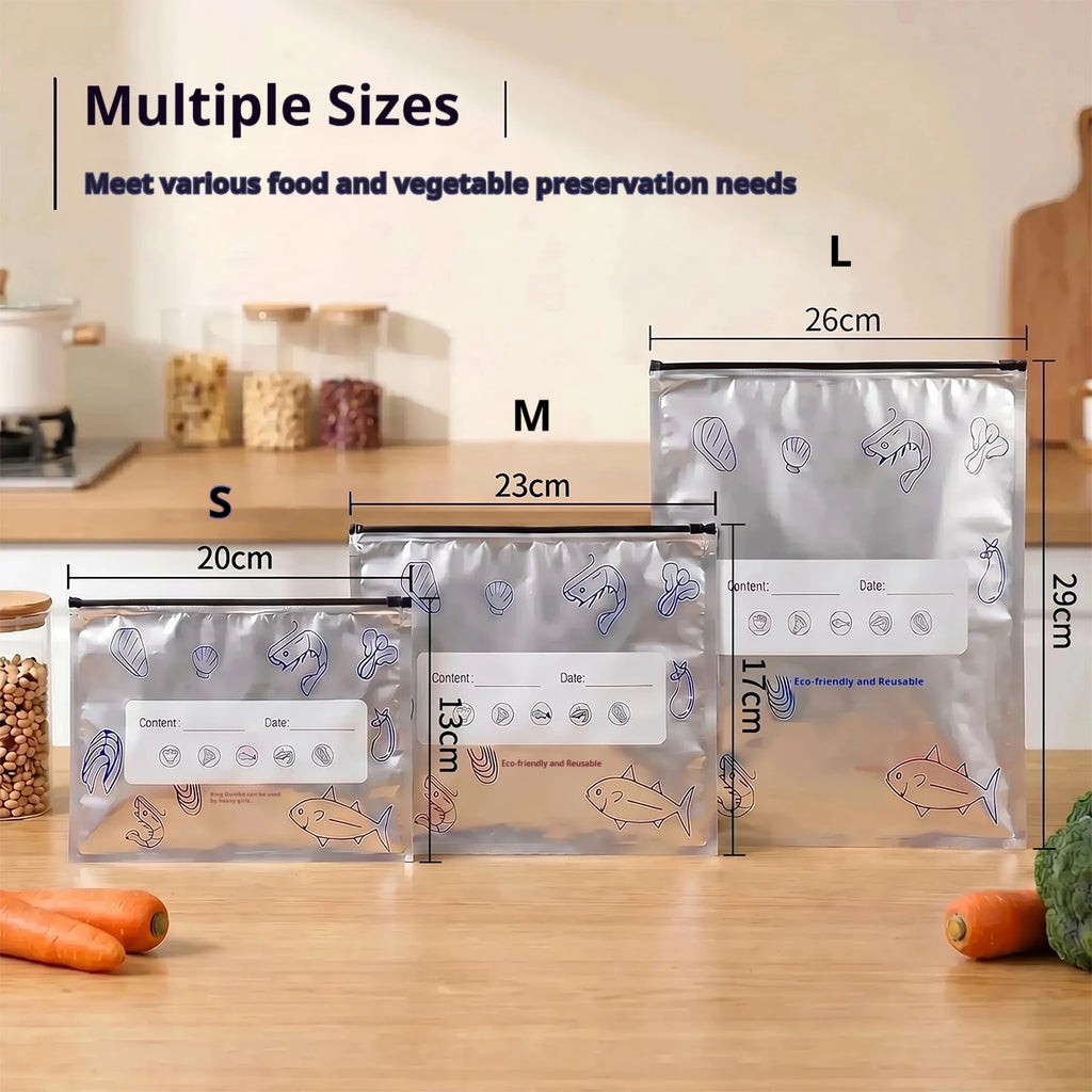 60pcs Aluminum Foil Food Sealable Storage Bags, Freezer Bags, Up Sealable Bags with Label And Zip Lock, Zip Seal Food Bags