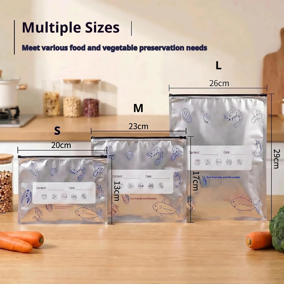 60pcs Aluminum Foil Food Sealable Storage Bags, Freezer Bags, Up Sealable Bags with Label And Zip Lock, Zip Seal Food Bags