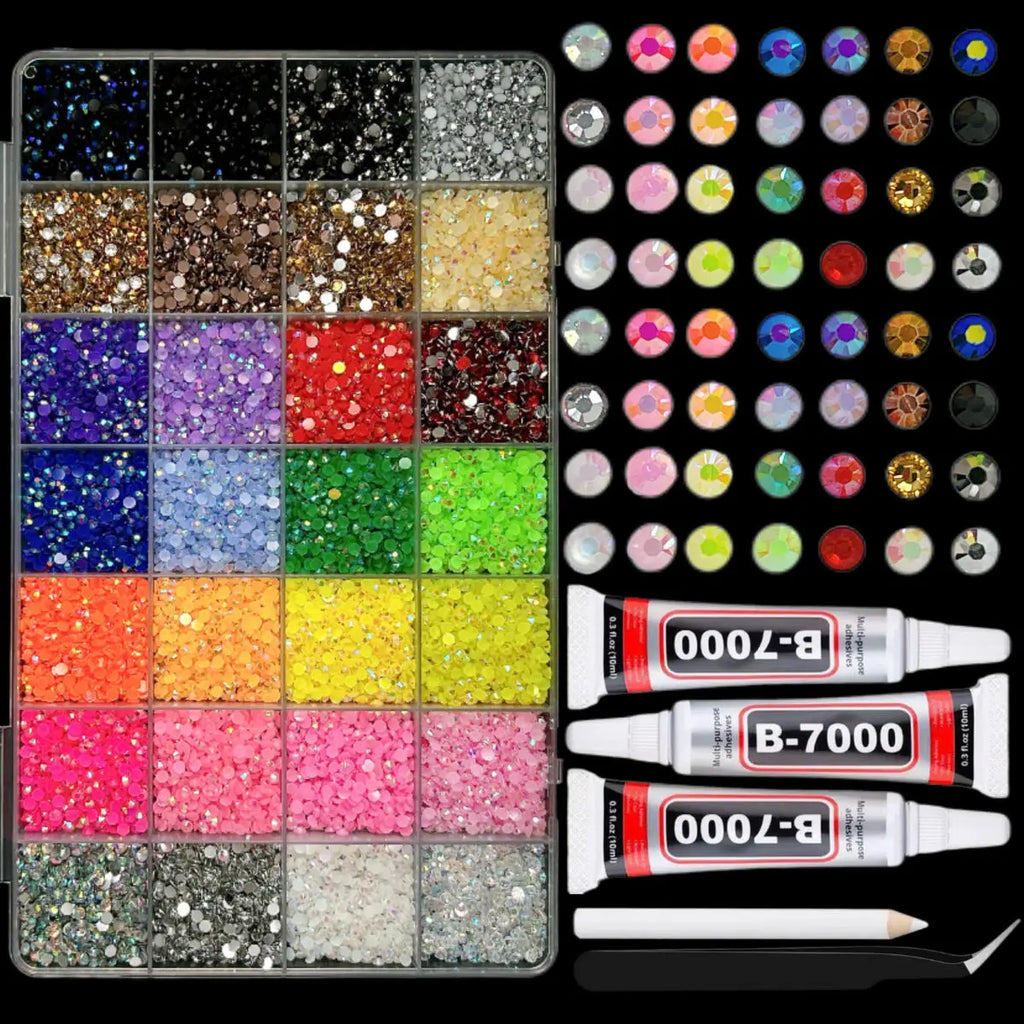 1Box/1Set Hot Selling Flash Nail Rhinestones Bedazzling Kit 3mm Multi-style Colorful Resin Nail Diamond Jewelry DIY Nails Parts
