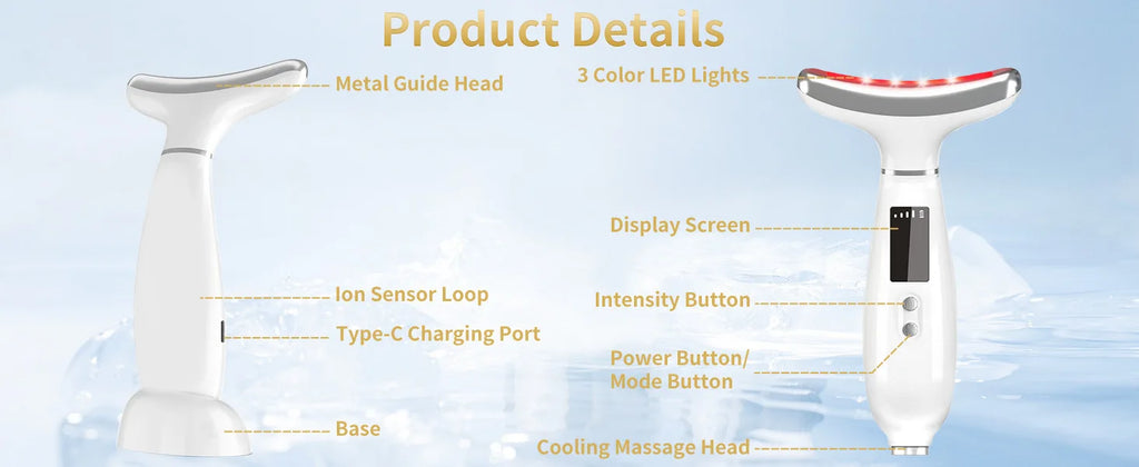 7 Colors LED Neck Face Massager Face Sculpting Tool Skin Rejuvenation Device Facial Lifting Beauty Machine Skin Care Instrument