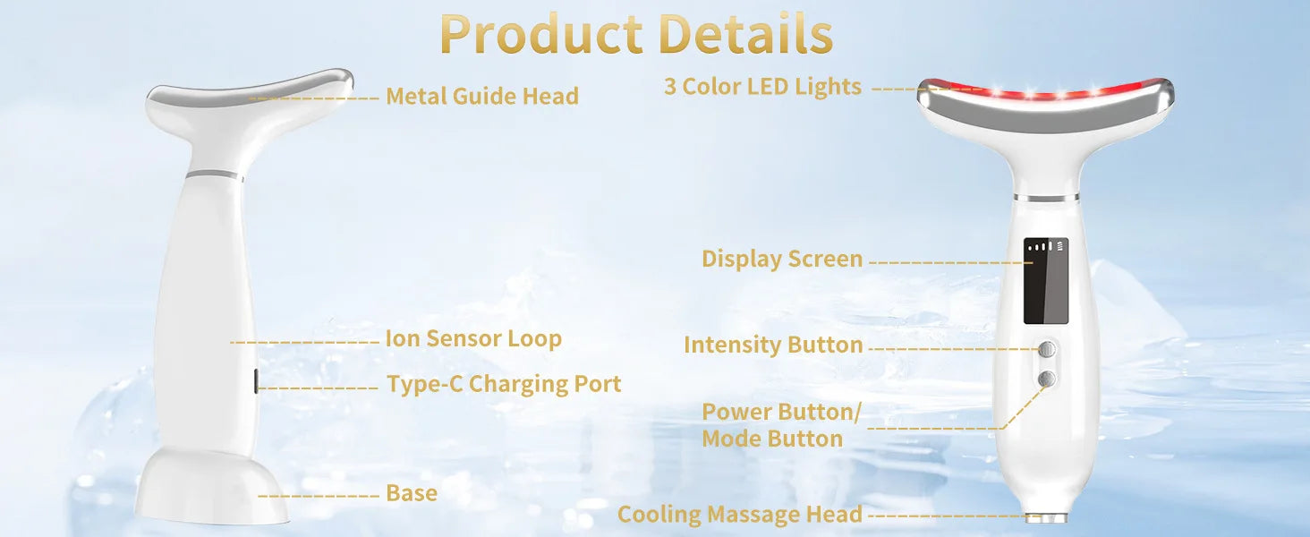 7 Colors LED Neck Face Massager Face Sculpting Tool Skin Rejuvenation Device Facial Lifting Beauty Machine Skin Care Instrument