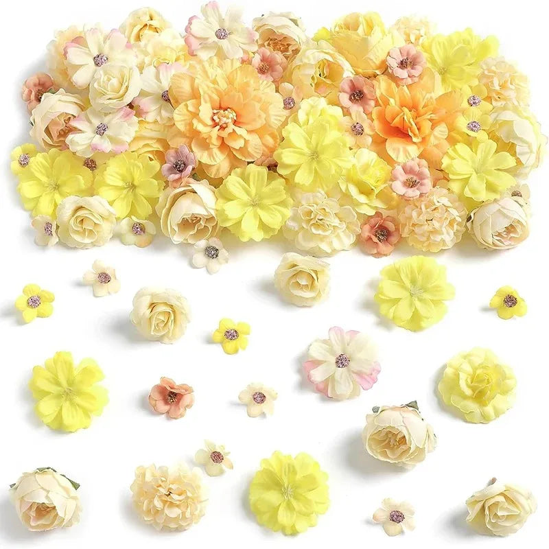 1Bag Artificial Flower Head For Home Room Wedding Decoration Handmade Craft Wreath Christmas Tree Decor 2025 Navidad Supplies