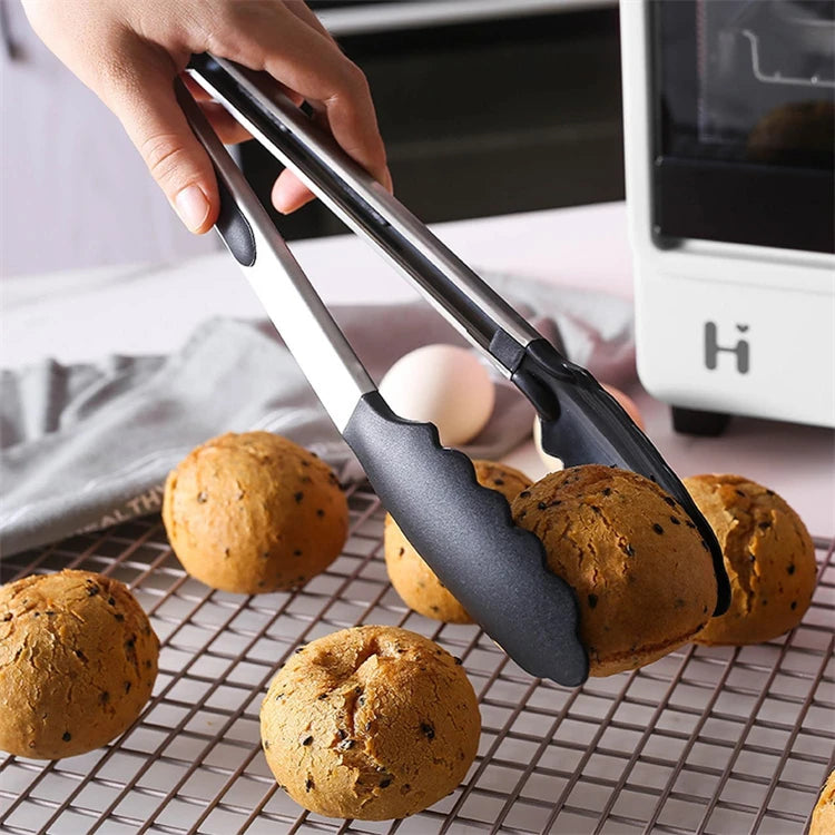 LMETJMA Kitchen Tongs Silicone Food Tongs Non Stick Cooking Serving Tongs For BBQ Salad Steak Pasta Spaghetti Noodles JT302