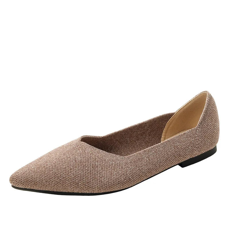 women's flat shoes large 42 / 43 upper breathable knitted sole non slip rubber material pointed shoes spring / summer2024 new