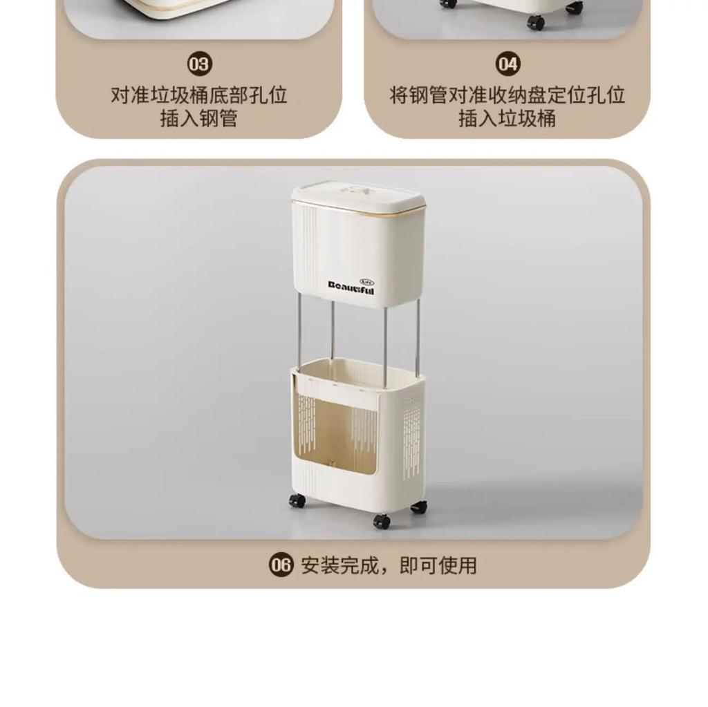 Kitchen Garbage Bin with Lid, Odor-Resistant, Large Capacity, Double-Layer Waste Separation, Ideal for Clean, Organized Kitchen