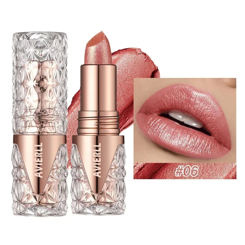10 Colors 3 in 1 Pearlescent Lipstick Long Lasting Moisturizing Sparkling Quicksand Gold Lip Gloss Pearl Shimmer Sexy Lip Makeup