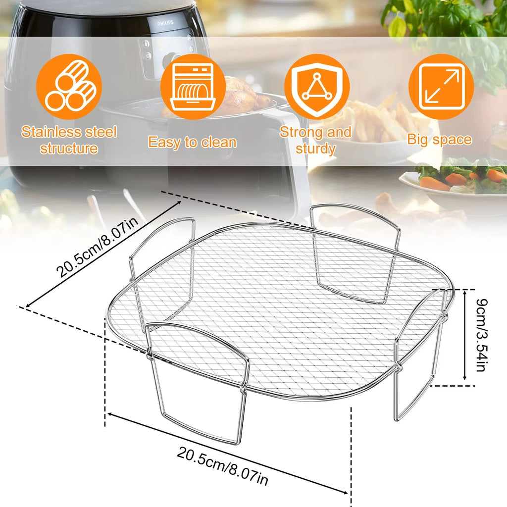 Multifunctional Roasting Rack Compatible Airfryer Dehydrator BBQ Rack Steamer Roasting Cooking Tools for Air Fryer Accessories