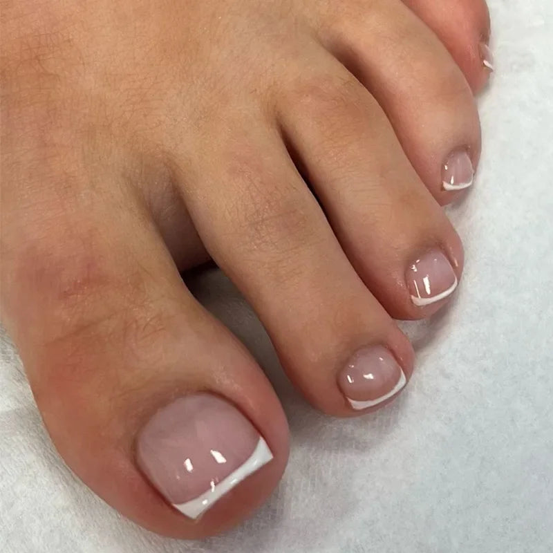 Simple French Press on Nails Fake Nails Tips with Sticker False Toenail Design Butterfly Lovely Girl False Toenail