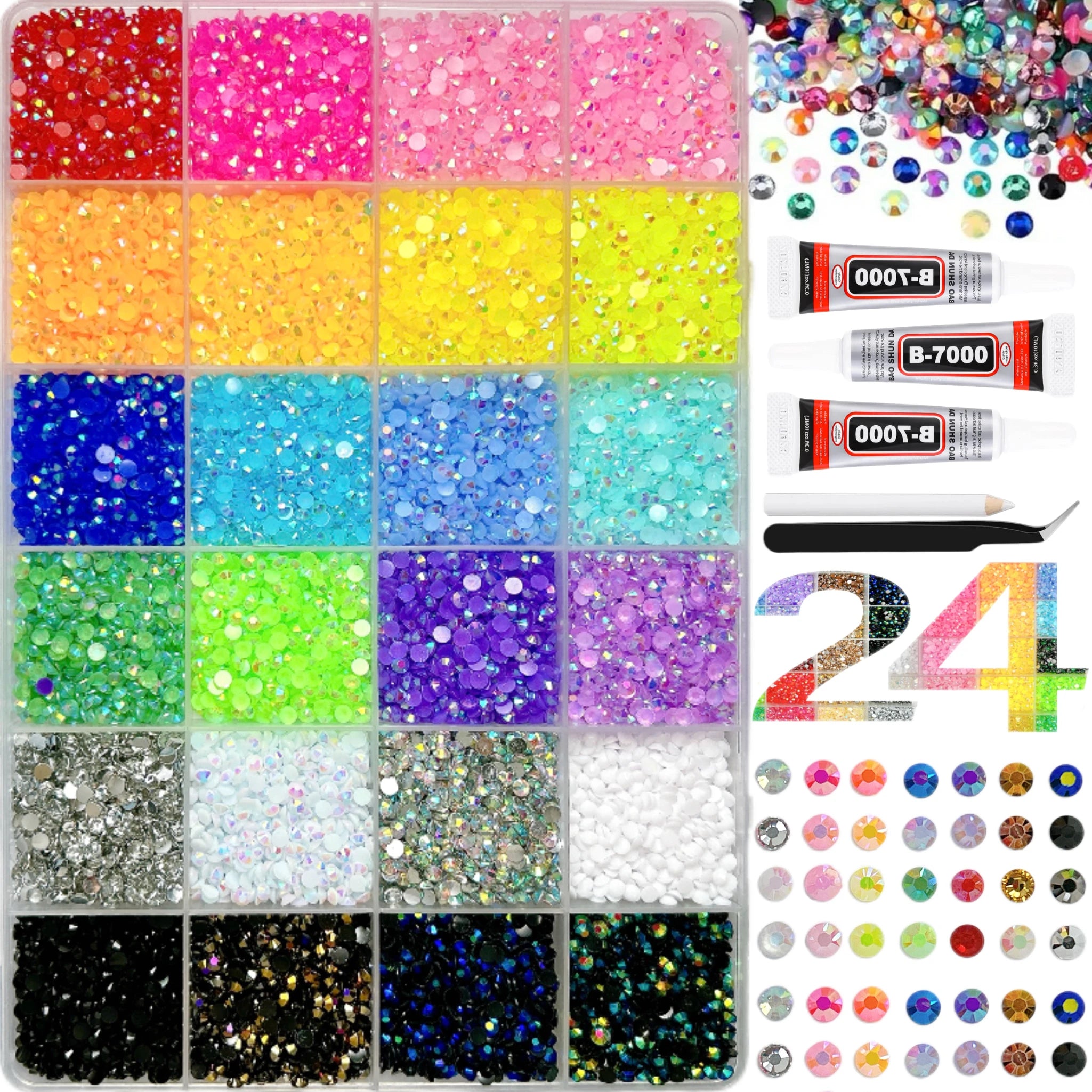 1Box/1Set Hot Selling Flash Nail Rhinestones Bedazzling Kit 3mm Multi-style Colorful Resin Nail Diamond Jewelry DIY Nails Parts