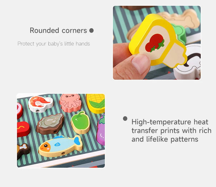 Simulation Kitchen Pretend Toy Wooden Toddler DIY BBQ Toy Set Classic Game Montessori Educational Toy For Children Kids Gift