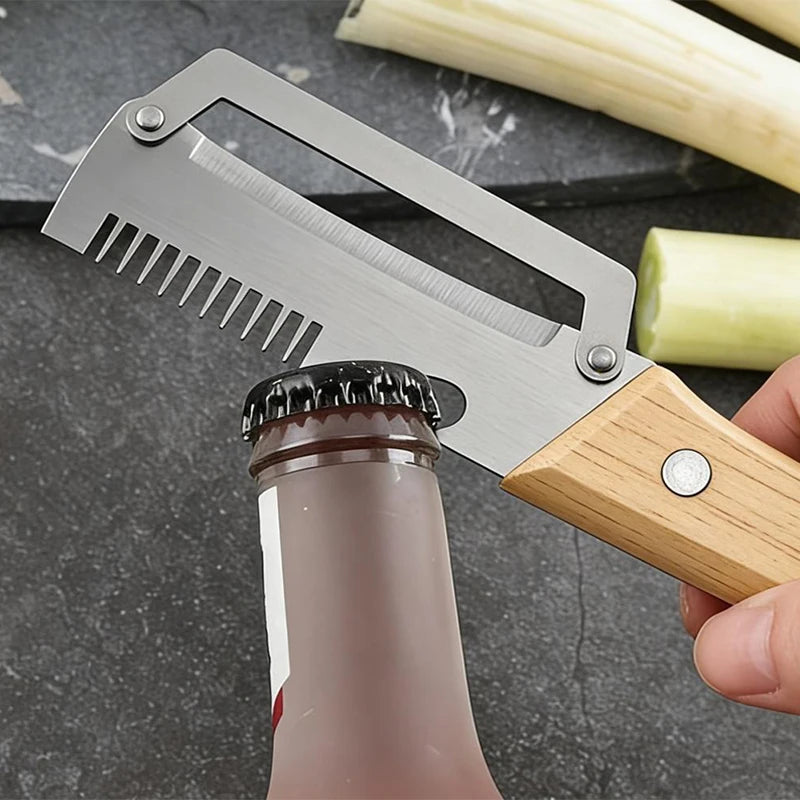 Multipurpose Vegetable Peeler Stainless Steel Kitchen Tool Wooden Handle Cutter For Scallion Potato Fruit Asparagus Winter Melon