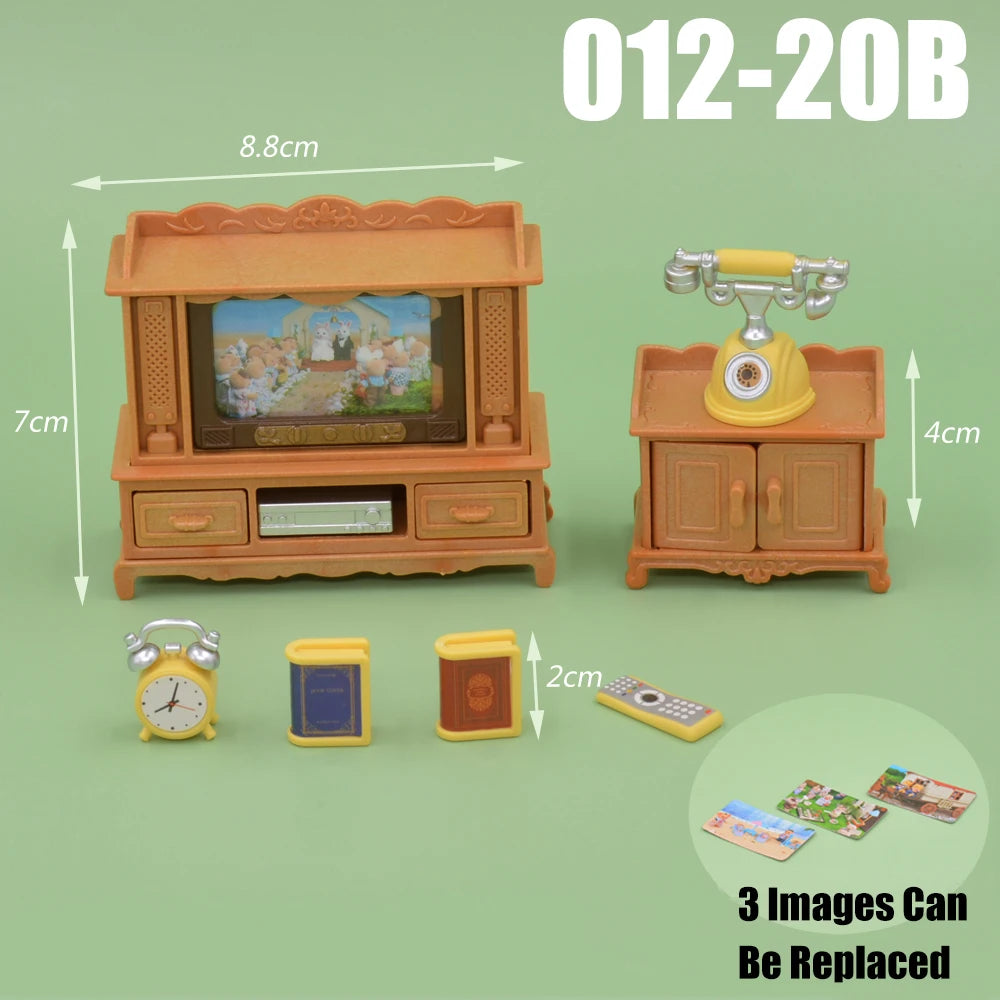 Dollhouse Furniture Kitchen Play Set Miniature Refrigerator 1:12 Mini Food Living Room Sofa Set Pretend Play  Accessores Toy